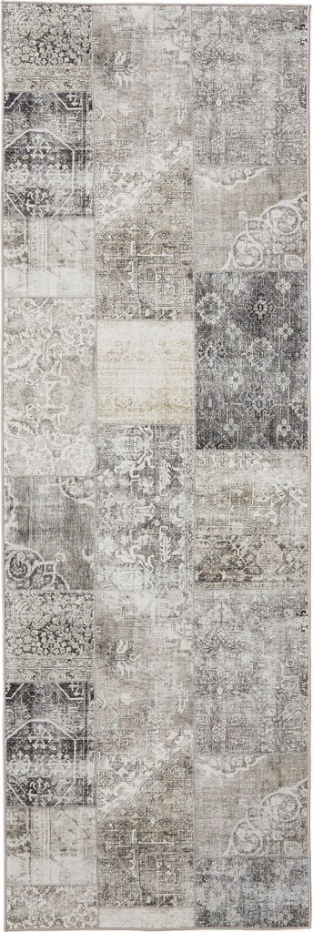 Interiyou Waschbarer Teppich Gent Grau 80x240 cm