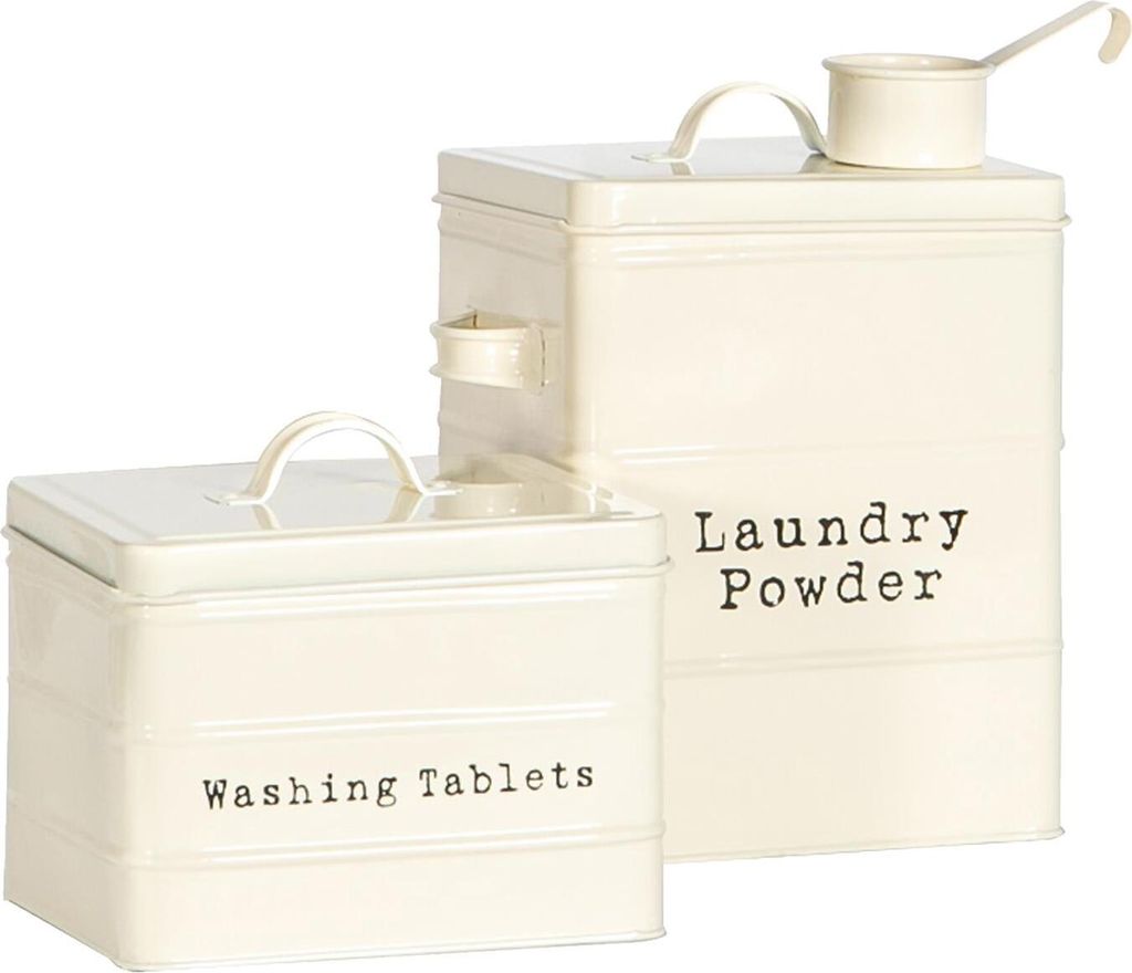 Harbor Housewares 2-teiliges Vintage-Kanister-Set aus Metall – Creme