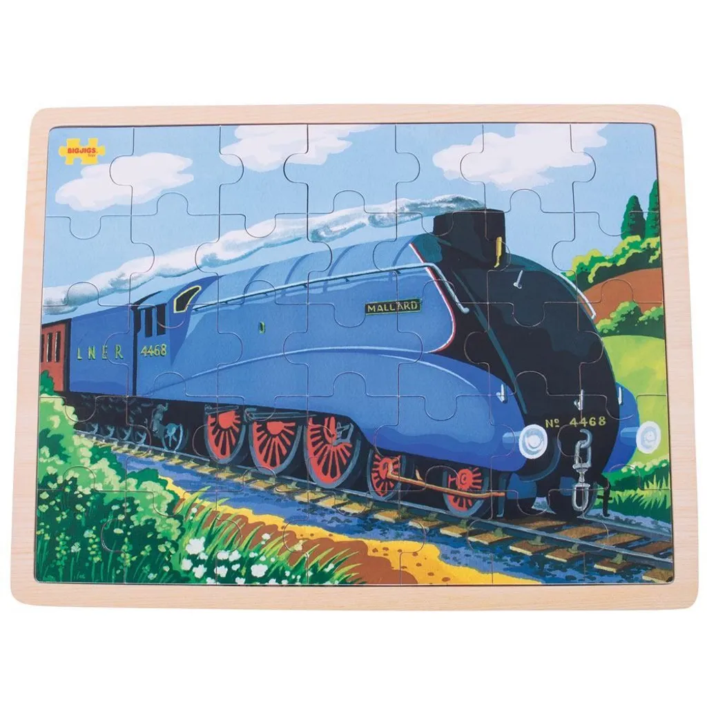 Puzzle Mallard Train Historique en Bois Robuste de 35 Pièces Colorées