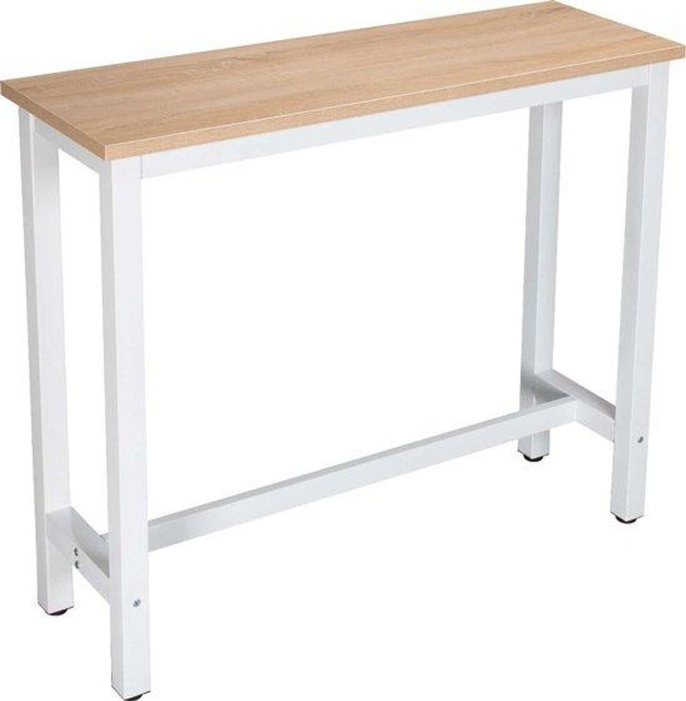 Rechte Bartafel - Binnen- und Außenverwendung - Metall und Klasse E1 MDF - Weiss/Licht Eichen, 120 x 40 x 100