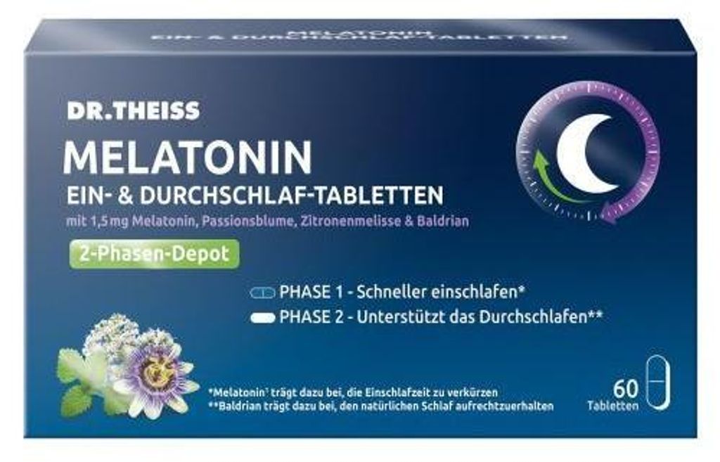Dr.Theiss Melatonin Ein- & Durchschlaf-Tabletten 60 St Produktbild 