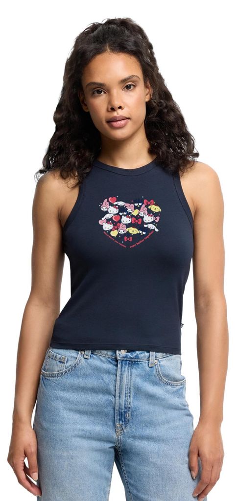 Spreadshirt Hello Kitty And Friends Ballons Cropped Frauen Organic Tank Top, XL, Navy