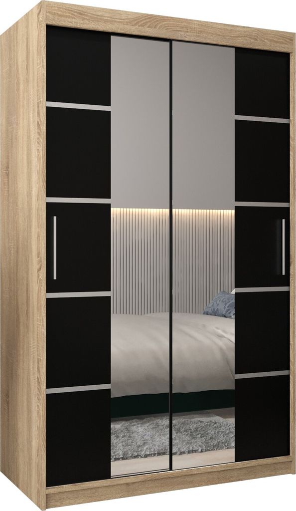 Kleiderschrank, Schiebetürenschrank Schlafzimmer, Schrank mit Spiegel VERONA 4 120 cm