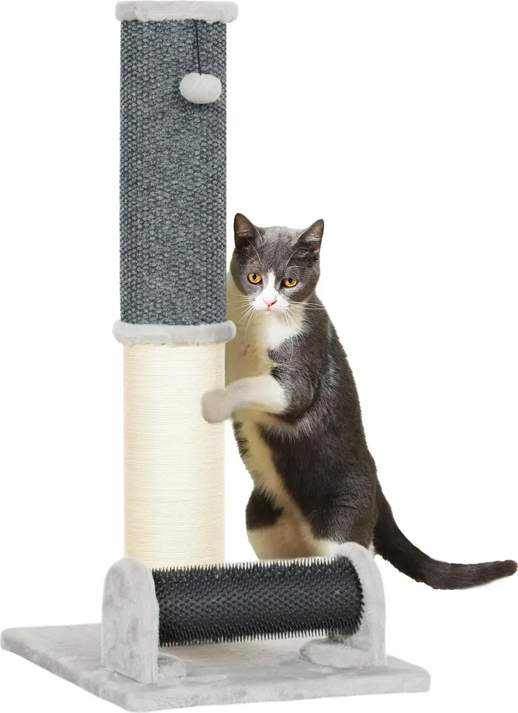 Arbre à chat d'appartement 85 cm pour petit espace avec brosse incluse