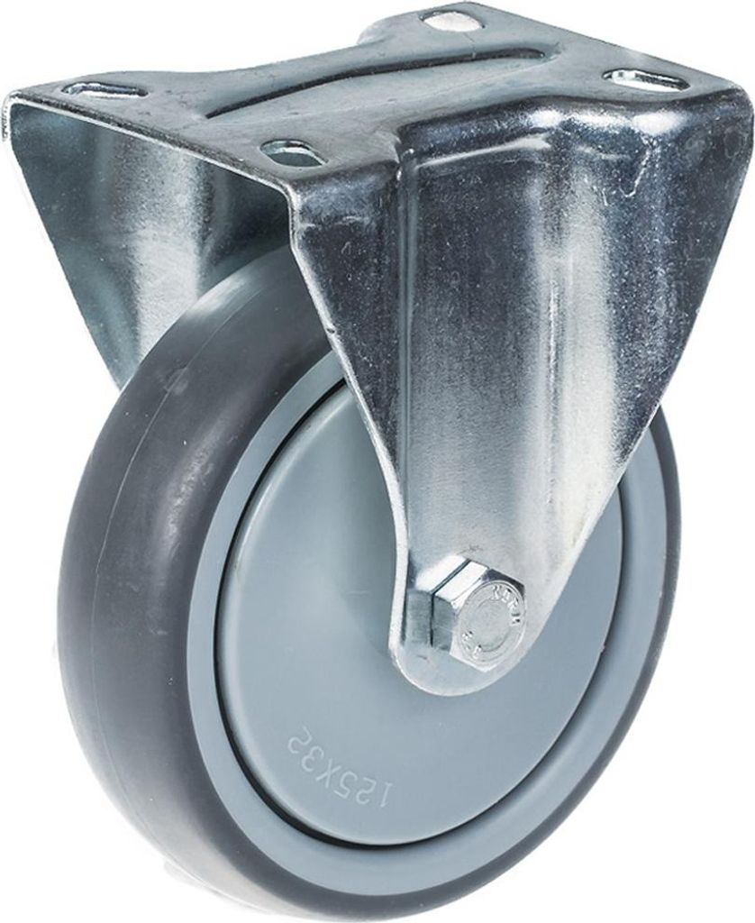 125mm 5" Rolle grauer Gummireifen feststehend stark 130kg Produktbild 