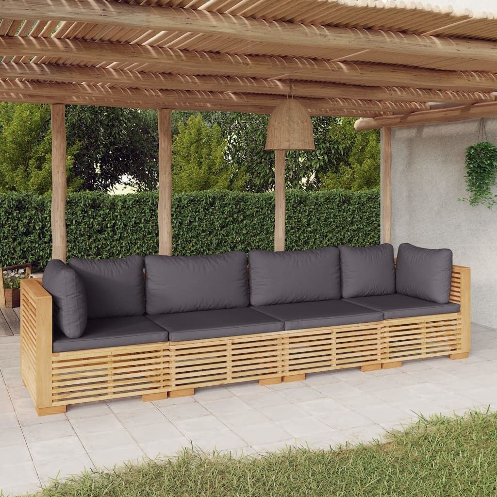 Möbel 4-tlg. Garten-Lounge-Set mit Kissen Massivholz Teak - Terrassenmöbel 3100868