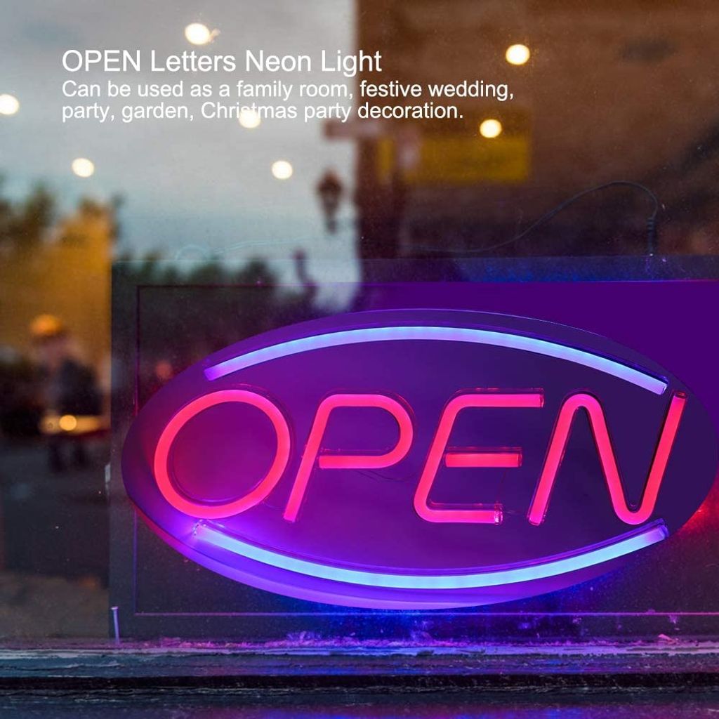 Open LED Schild Neon Sign Leuchtreklame Bar Wand Dekor Dimmbar  Fernbedienung