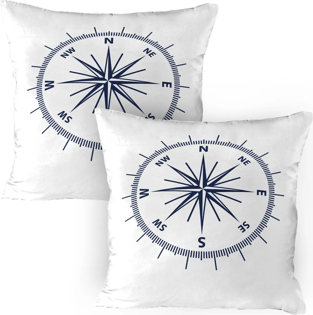 2 Federe Decorative 80x80 Lavabili ABAKUHAUS Rosa dei Venti