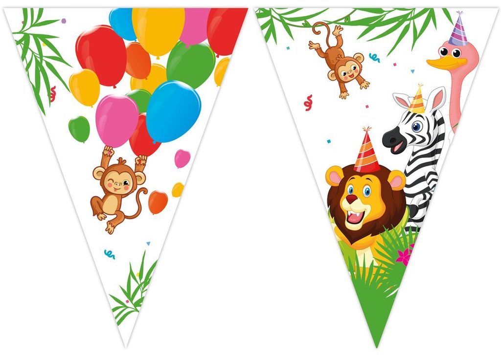 Wimpel Girlande aus Papier Dschungel Party im Zoo