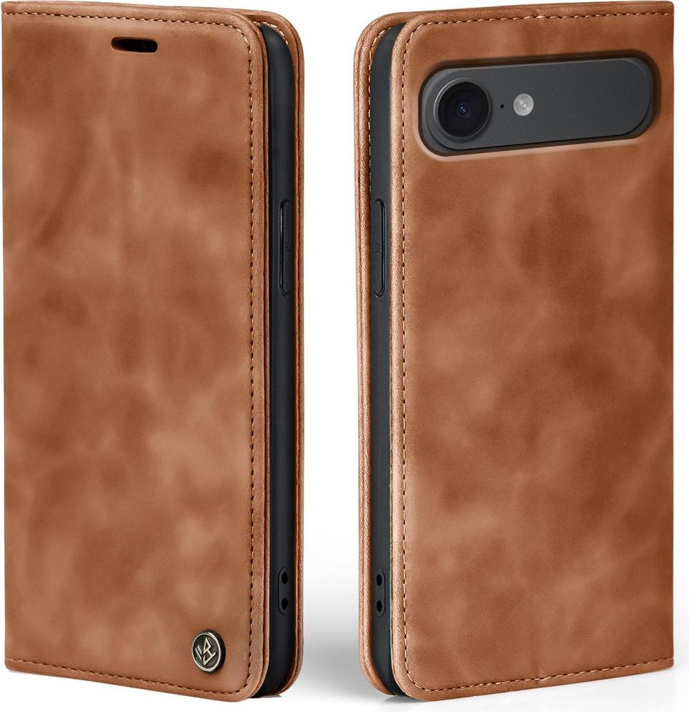 Handy Hülle für Apple iPhone 17 Air Klapphülle Bookcase Flip Cover Handy Tasche Etui Farbe: Hellbraun