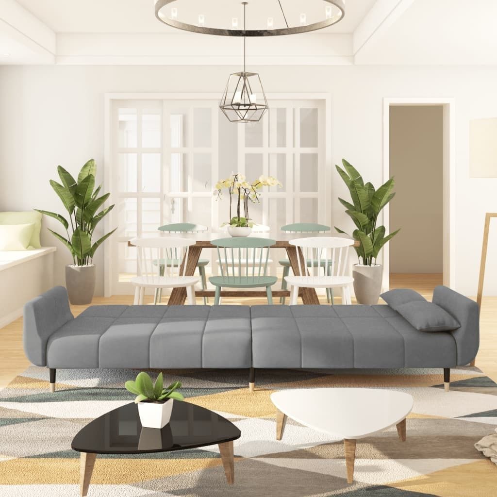 "Winterschlussverkauf "Schlafsofa - CLORIS - Bettsofa eleganten Design - 2-Sitzer mit 2 Kissen Hellgrau Samt - 220 x 84,5 x 69 cm - DEMöbel7812464
