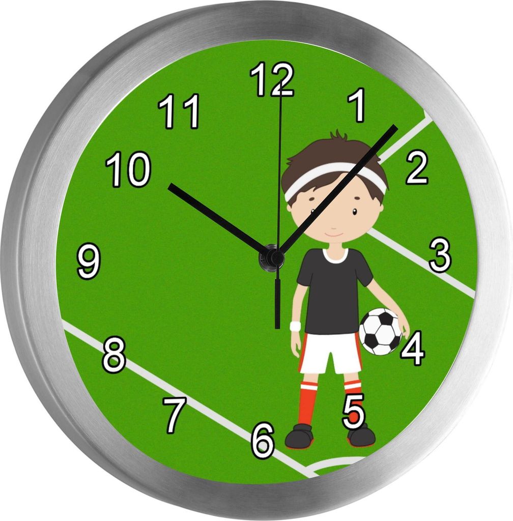 Funkuhr, Kinder Wanduhr, Kinderuhr, Kinderzimmer Fußballspieler