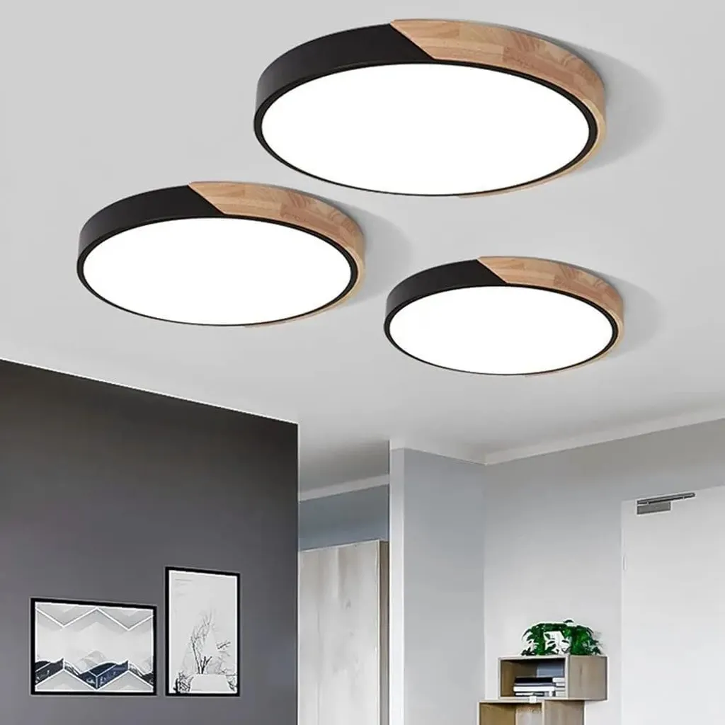 Plafonnier LED moderne rond noir 43W dimmable avec télécommande et design - 6