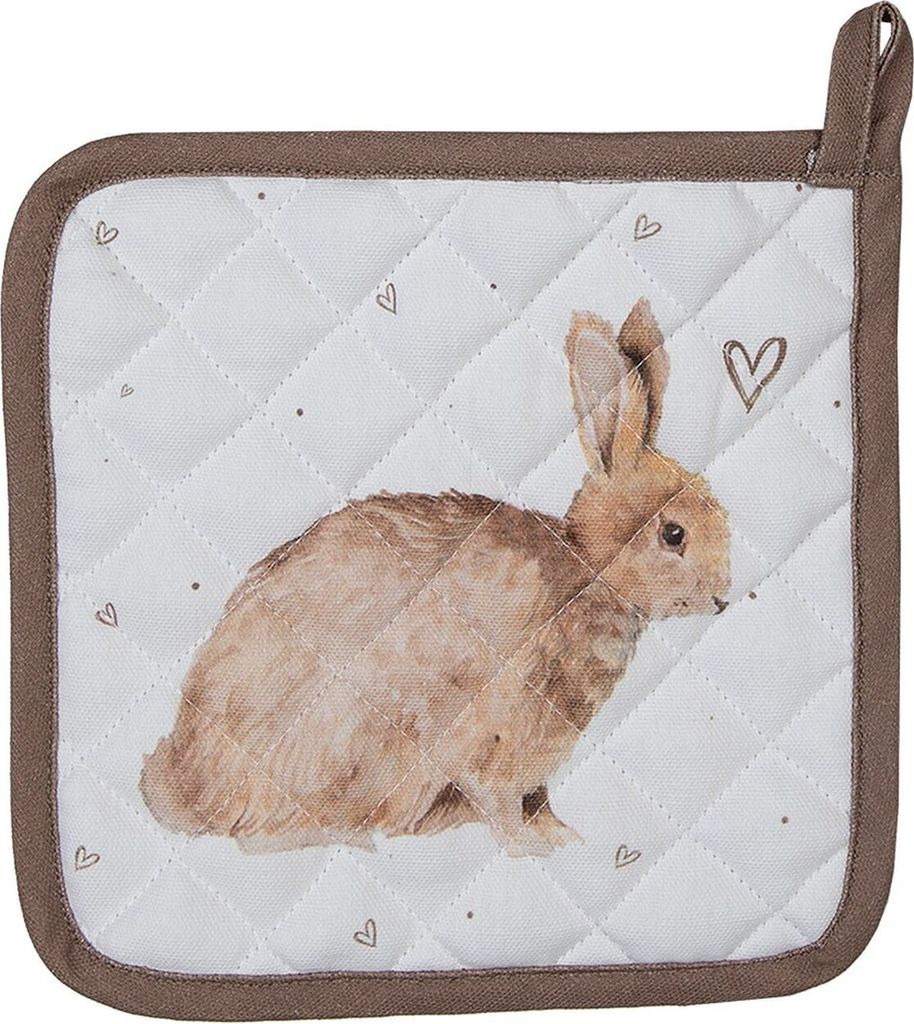 Clayre & Eef BSLC45 Topflappen Beige Braun 20x20 cm