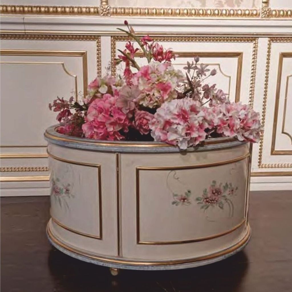 Casa Padrino Luxus Barock Blumentopf Creme / Hellblau / Gold Ø 72 cm - Italy