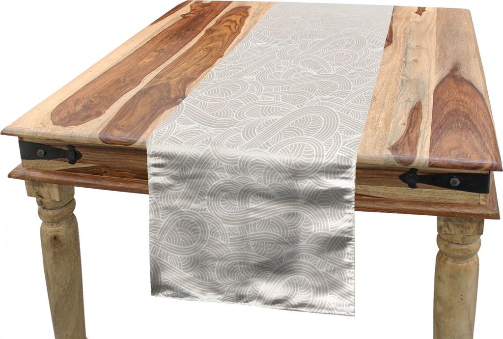 ABAKUHAUS neutrale Farbe Tischläufer, Pastell Doodle wirbelt, Esszimmer Küche Rechteckiger Dekorativer Tischläufer, 40 x 225 cm, Pale Tan und Weiß