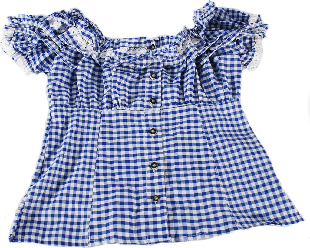Trachtenbluse in blau - Bluse kariert - Gr. 44 Produktbild 