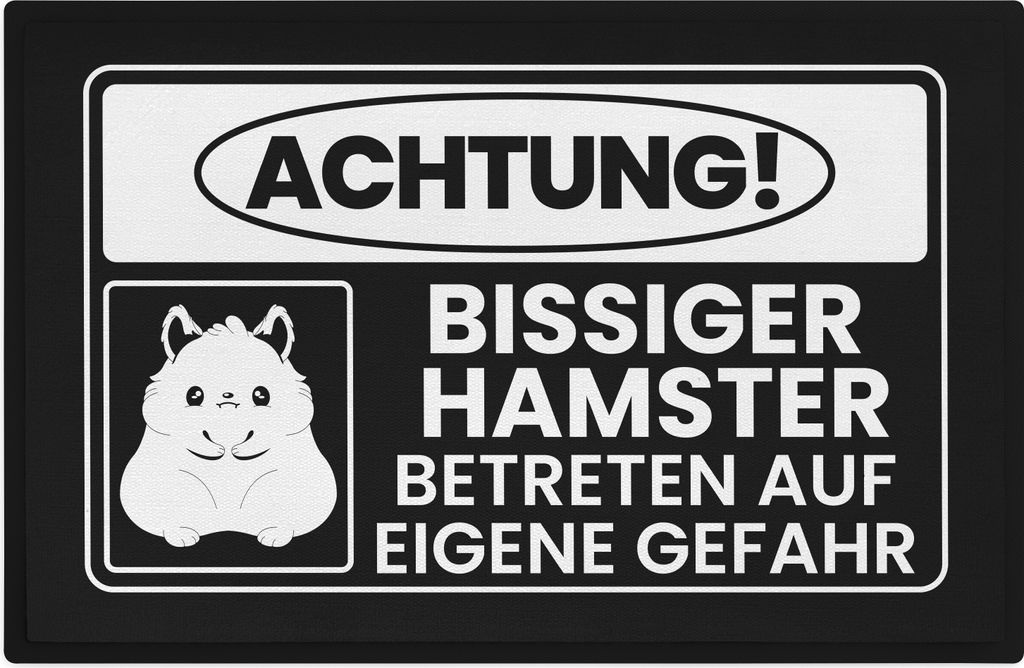 Trendation - Achtung Bissiger Hamster Fußmatte Geschenk Hamster Mama Spruch 60x40 cm