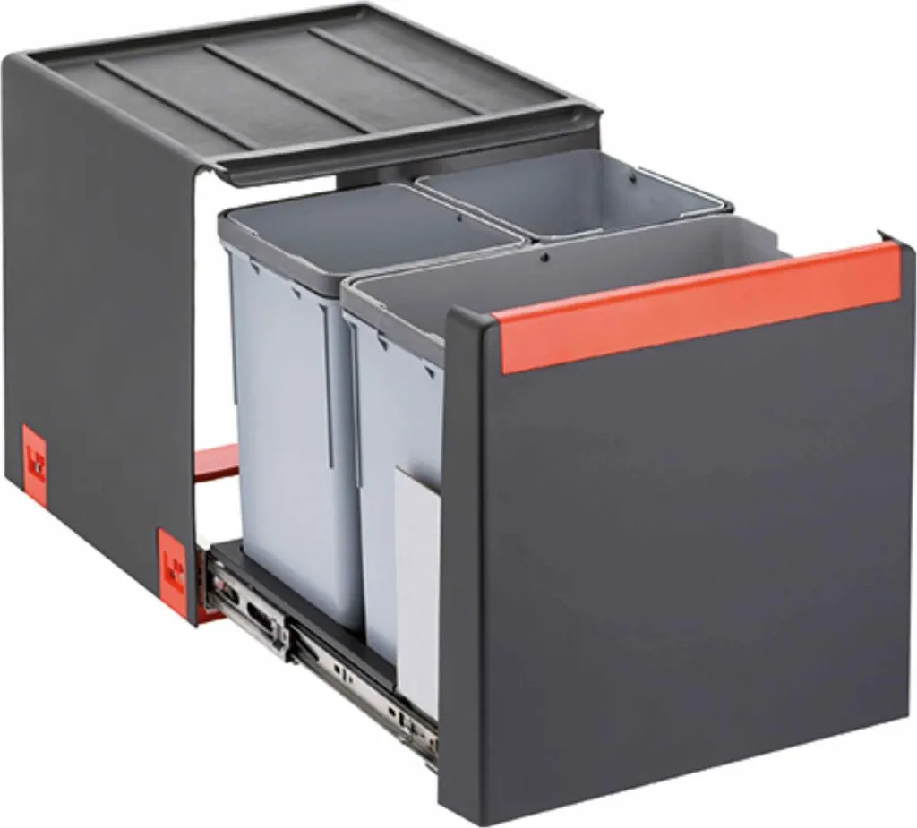 Poubelle Franke Cube 40 Noire 3 Bacs 28L avec Extraction pour Meuble