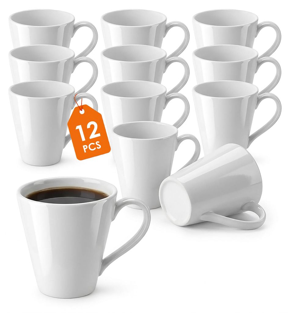 Kaffeebecher konisch mit Henkel 200 ml aus Porzellan in Produktbild 