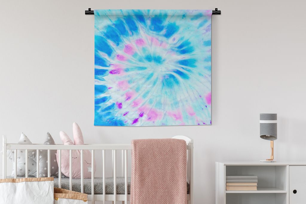 MuchoWow Wandteppich Wandbehang Sommer - Krawattenfärbung - Spirale 90x90 cm Tapisserie Dekoration Wandtuch - Wandaufhänger