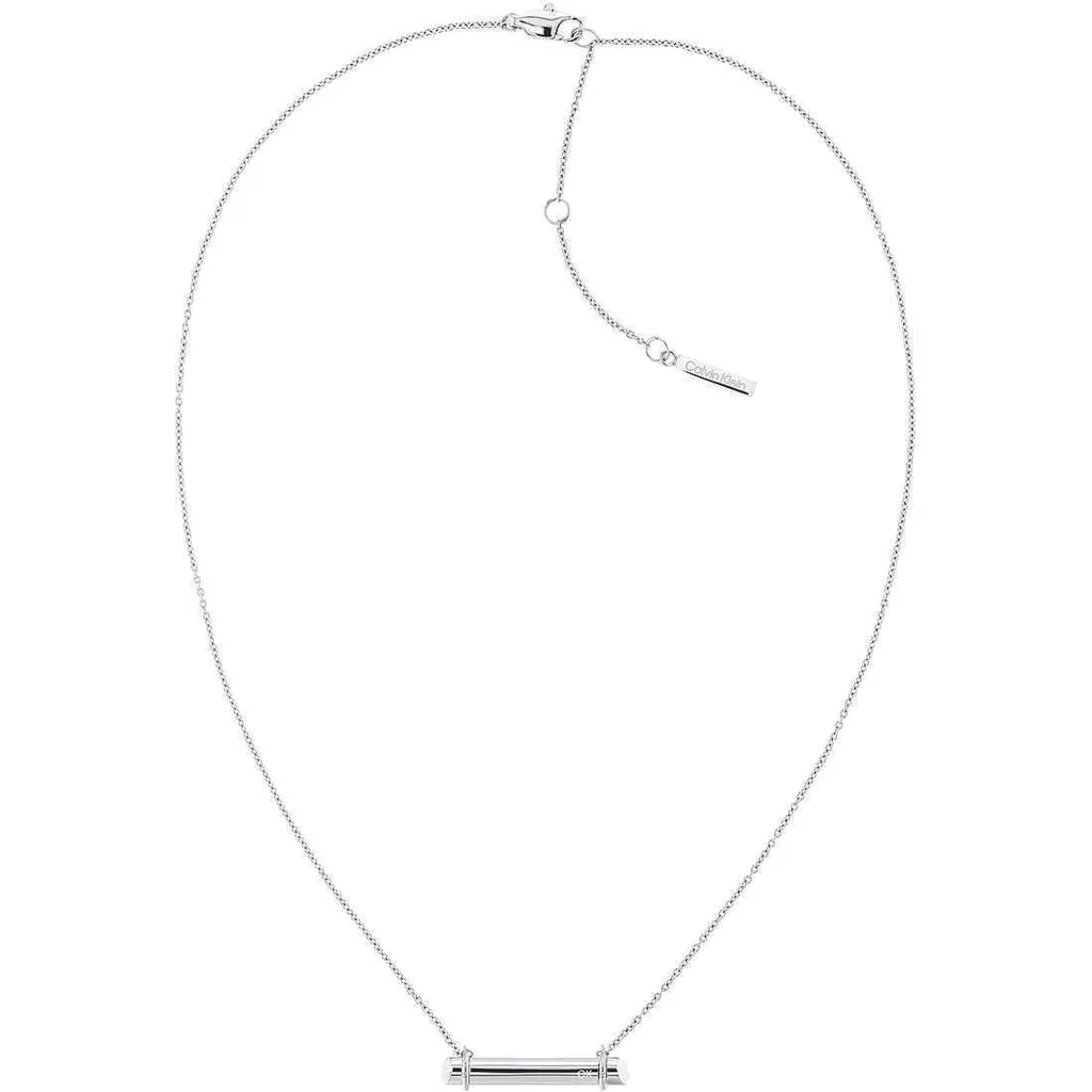 Sautoir Calvin Klein Sculptural Argenté pour Femme Style Contemporain