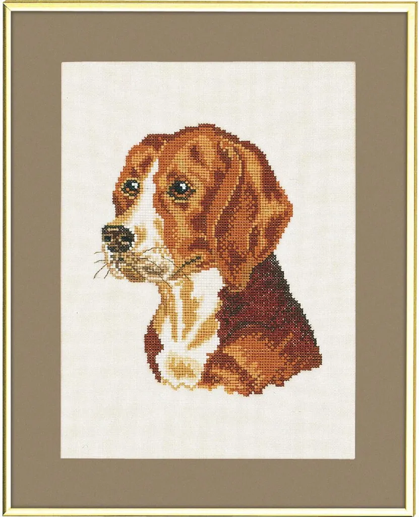 Kit Point de Croix Eva Rosenstand Beagle 25x35cm - Modèle à Compter