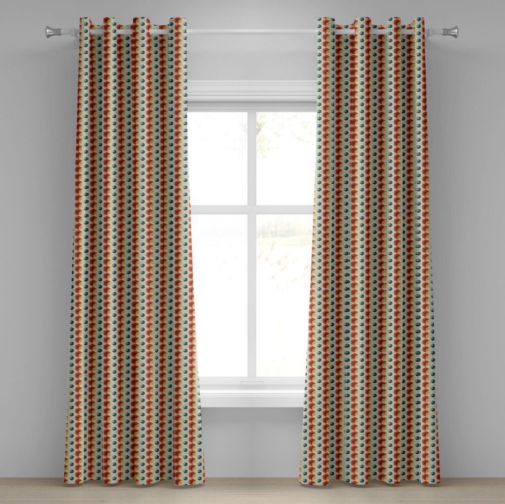 ABAKUHAUS Geometrisch Ösenvorhang, Sechseckiges Kamm-Muster-abstrakte Raute fasst modernes künstlerisches zusammen, Dekorative 2-Panel-Fenstervor...