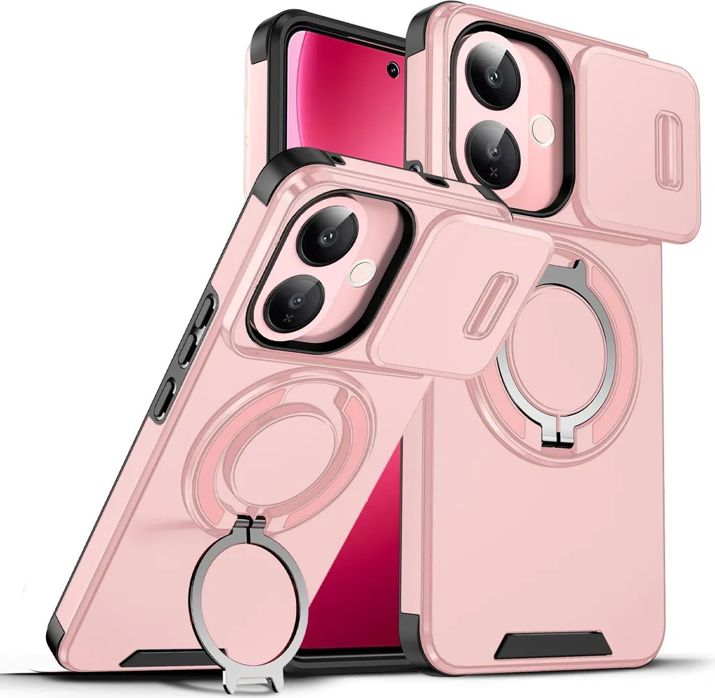 Cover Vivo V60 Lite 5G Blindata Rosa | Supporto Auto e Copriobiettivo