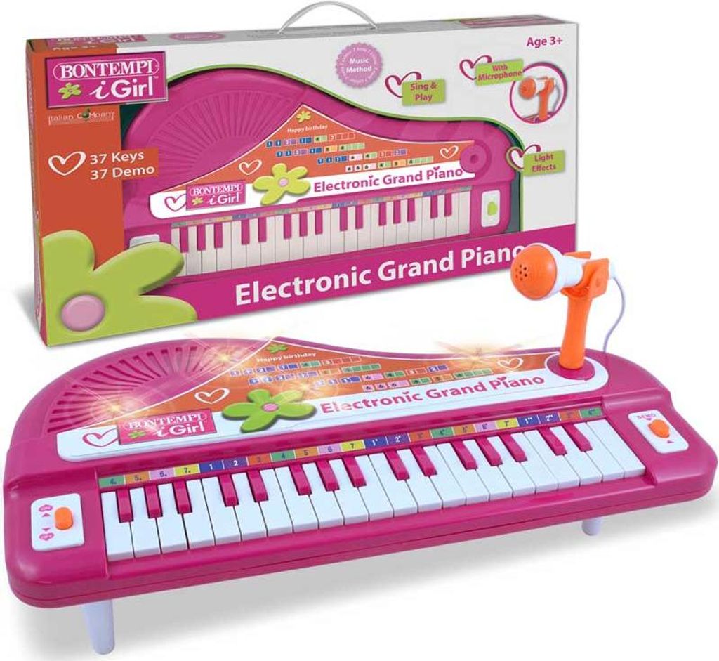 Bontempi elektronische Spielzeug-Klavier mit Mikrofon rosa für Kinder