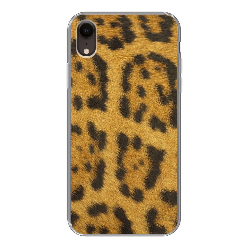 MuchoWow Handyhülle Schutzhülle Hülle für iPhone XR Leopardenfell Silikon Softcase Handy Hülle - Schutzdeckel