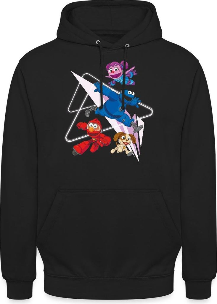 Spreadshirt Mecha Builders Elmo Cookie Und Abby Kinderhelden Design Uni Hoodie, XXL, Schwarz