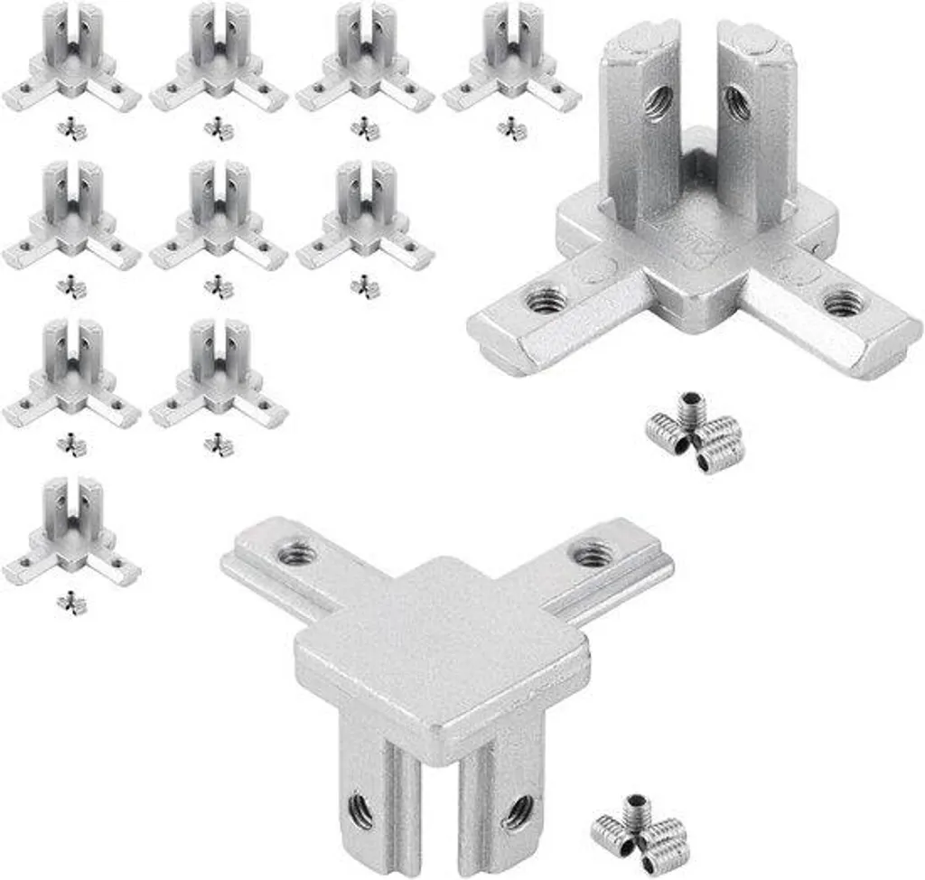 Connecteur d'angle 3 directions pour profilé alu 20x20 - Lot de 12