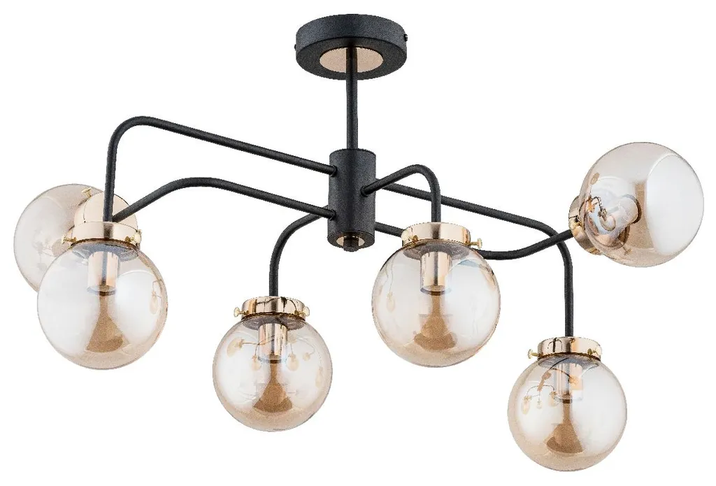 Suspension LINIO Noire 6xE27 : Solution Éclairage Puissant et Design