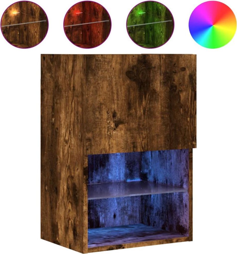 vidaXL TV-Schrank mit LED-Leuchten Räuchereiche 40,5x30x60 cm