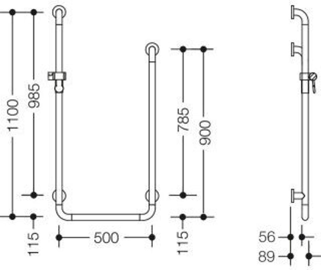 HEWI 801.35B500 97 DUHA U-Form Ser 801, matt, d:33, Produktbild 