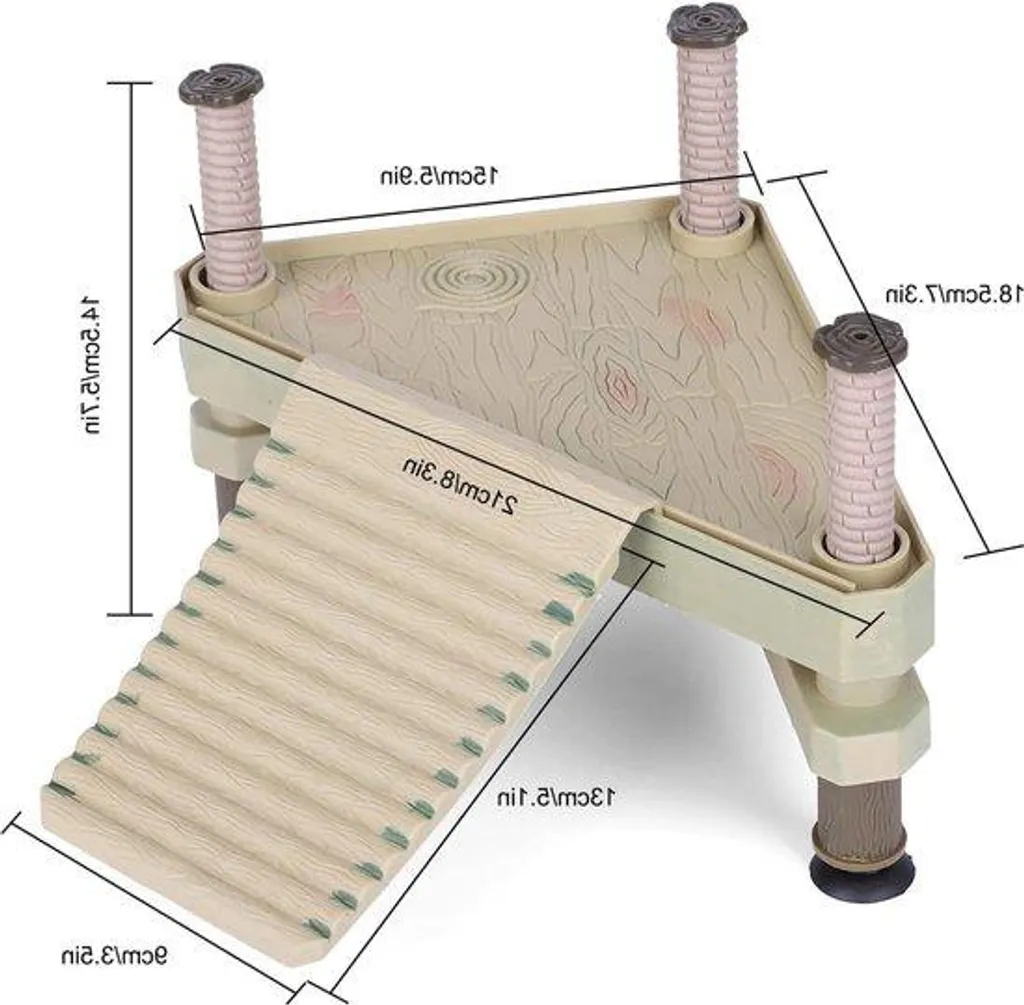 Plateforme de bronzage en bois avec rampe pour tortue d'eau
