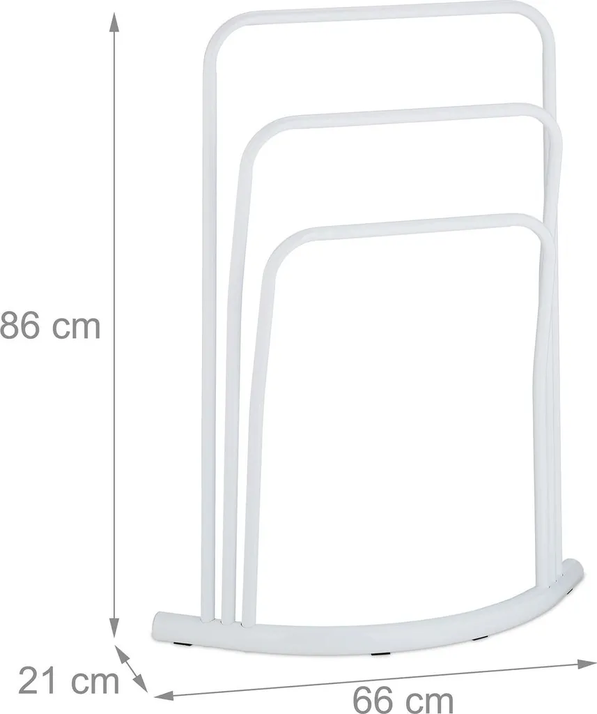 Porte-serviettes sur pied design blanc en acier laqué avec socle stable