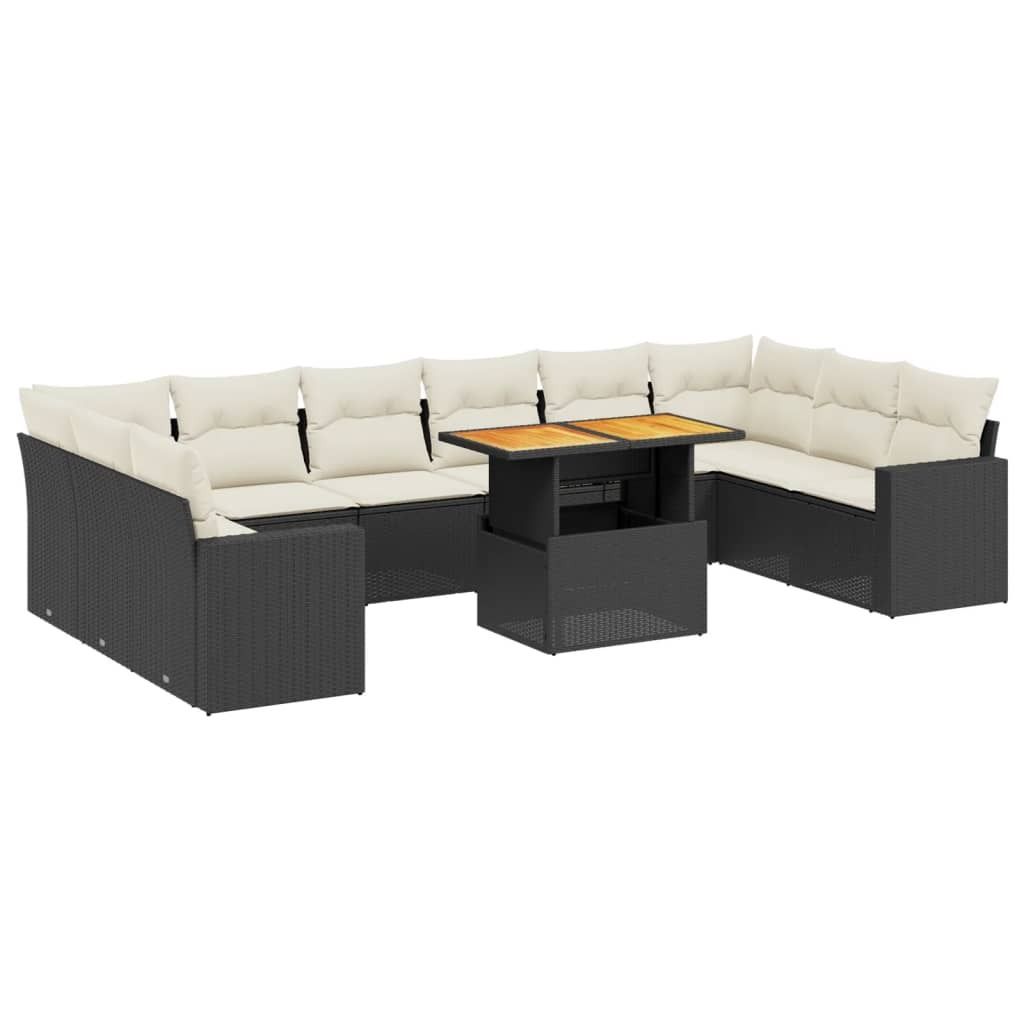 "2026 MODERNE" 11-tlg. Garten-Lounge-Set - elegantes Design - Sitzgruppe/Gartengarnitur - mit Kissen Schwarz Poly Rattan - Terassenmöbel NeuMöbel...