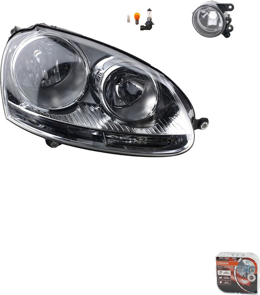 Johns, Scheinwerfer Osram Night Breaker Laser passend für VW Golf V 1K 5M 10/03-05/09R 1K6941006R 1K6941006P 1K6941006N 1K6941030P 1K0941700C