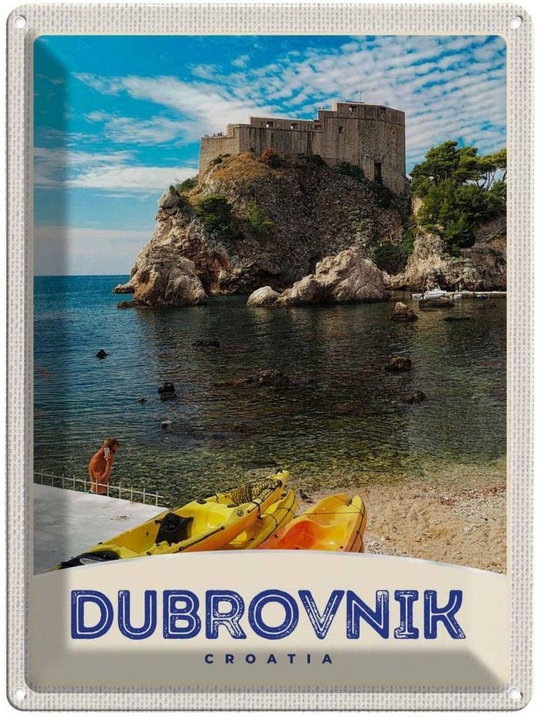 vianmo Blechschild 40x30 cm Debrovnik Kroatien Häuser Architektur Meer Bildmotiv Reisemotiv Abenteuer Reisen Europa Urlaub