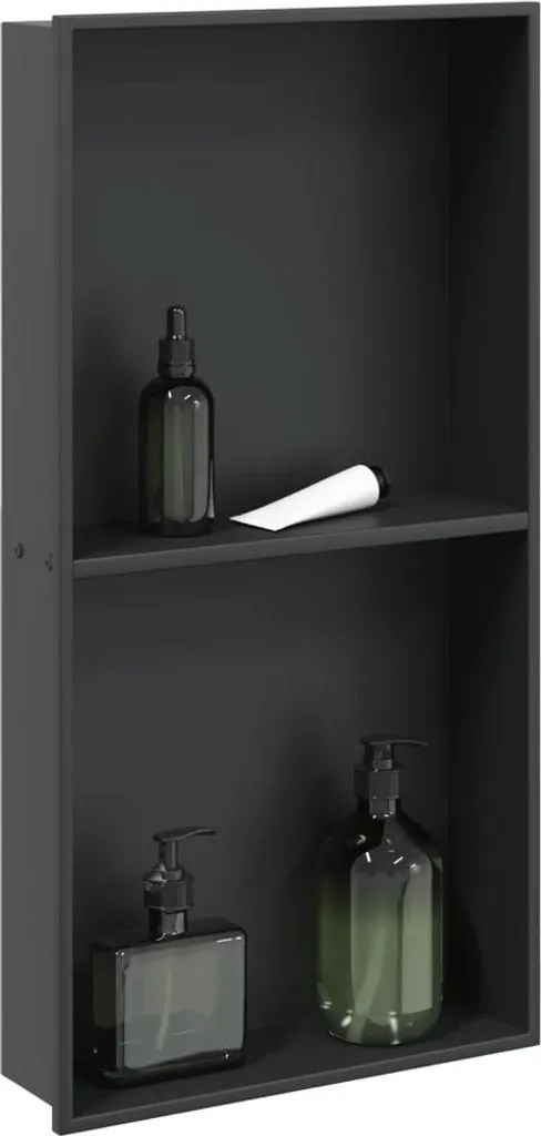 Niche de douche encastrable design noir mat 32x62 cm pour salle de bain - 2