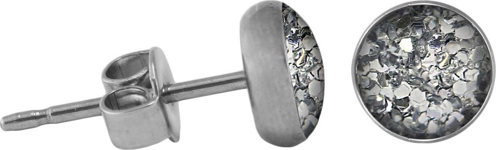 Chirurgenstahl Ohrstecker Glitterline Farbe - Transparent Größe - 6 mm