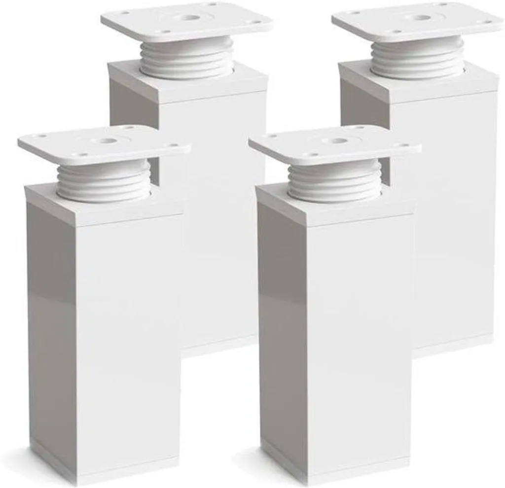 Pieds de meuble en aluminium blanc 40x40 mm, robustes et ajustables