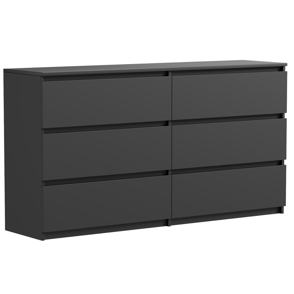 Kommode Schubladenkommode modern schwarz - 119 cm breit 6 Schubladen viel Stauraum