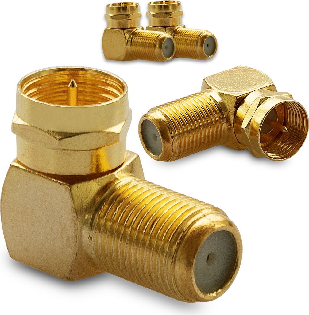 SAT F-Winkelstecker Winkel Adapter 90° Vergoldet 4x Winkeladapter Kupplung Kabel