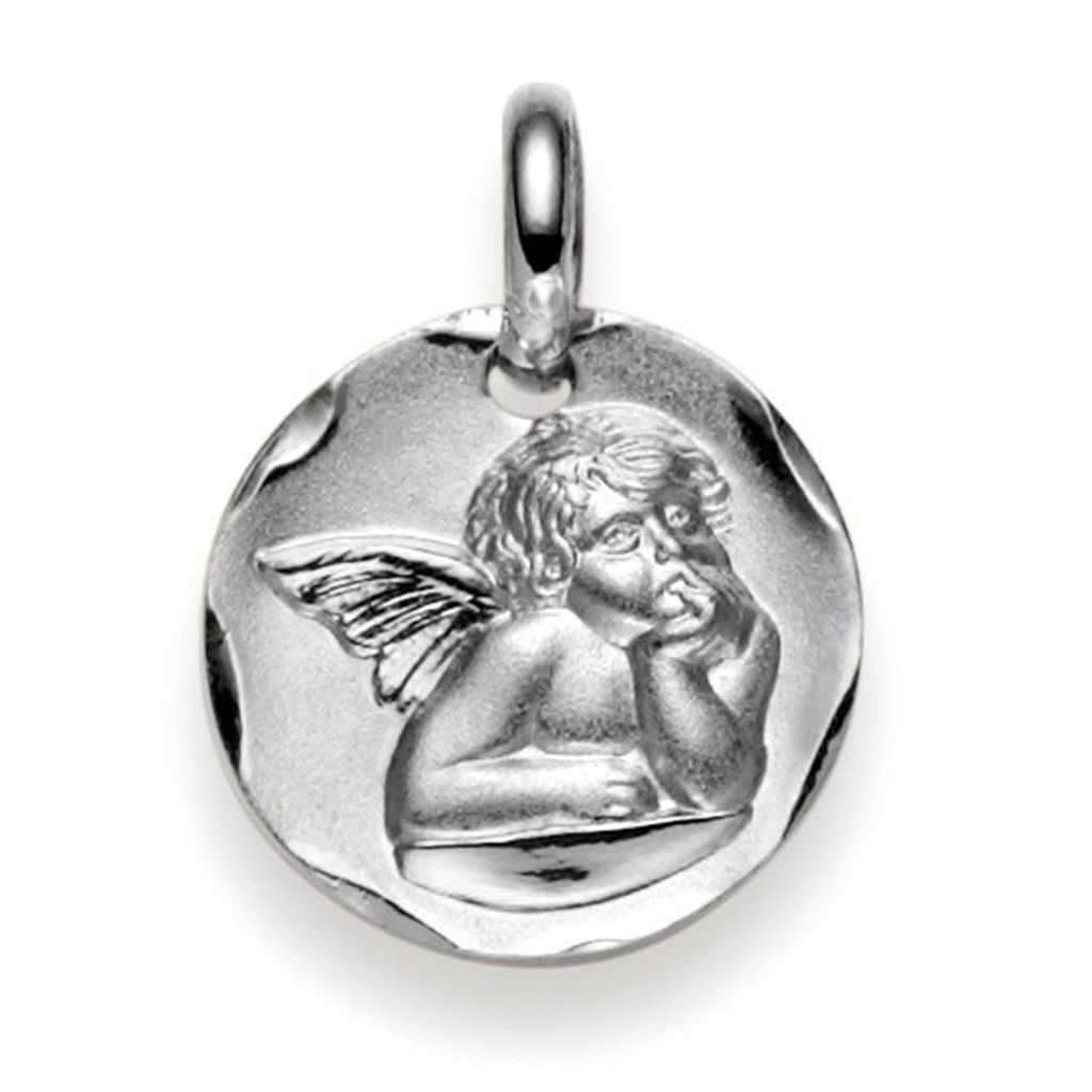 Anhänger Engel 18x14mm aus echtem 585 Gold Weißgold Taufanhänger
