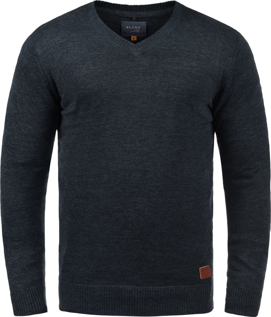 Blend BHLasse Herren Strickpullover Feinstrick Pullover mit V-Ausschnitt Baumwollmischung Regular fit