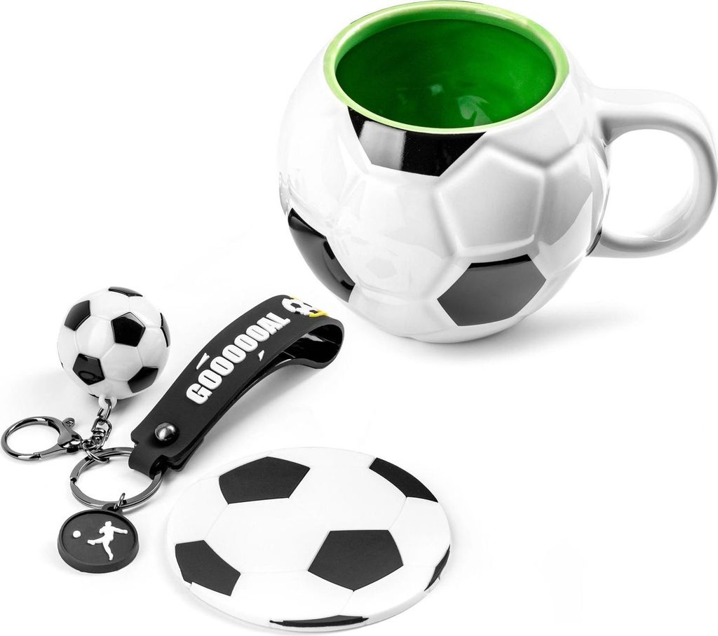 Fußball-Geschenkset für einen Fußballspieler, Fußballbecher, Schlüsselanhänger