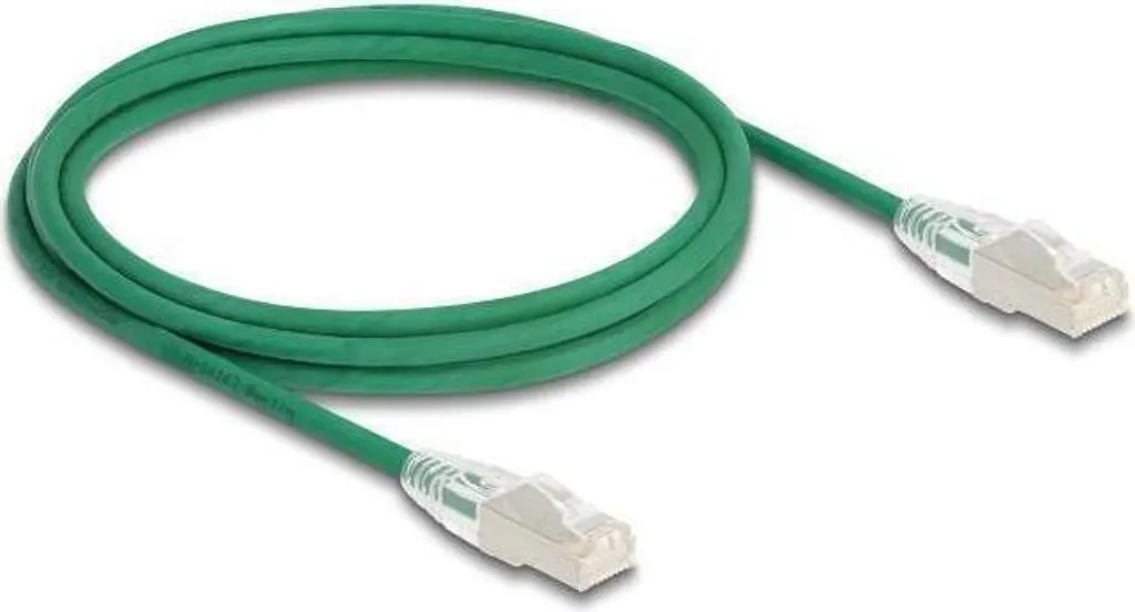 Câble Ethernet Slim Cat6a coudé 2m vert blindé pour baie de brassage